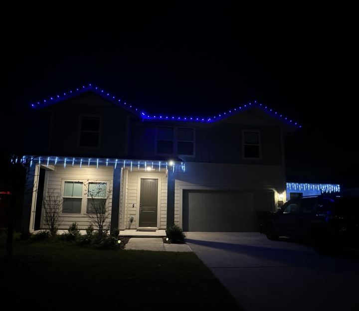 Blue and cool white on a two-story home